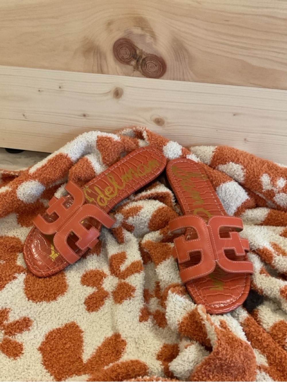 Sam Edelman Orange Cutout Slide Sandals
